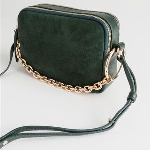 Green suede crossbody purse